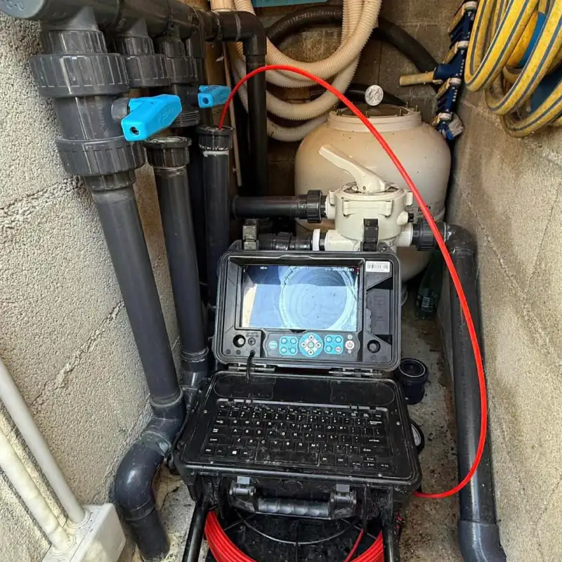 Problème sur canalisation skimmer dans le Gard 1 inspection skimmer piscine detect eau fuites machine